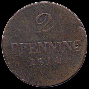 Reverse - Bavaria - 2 Pfenning - 1814