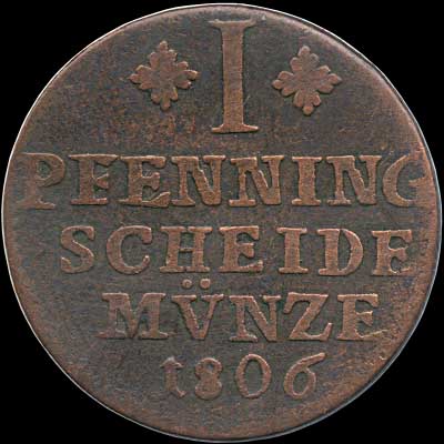 Reverse - Brunswick-Wolfenbuttel - 1 Pfenning - 1806