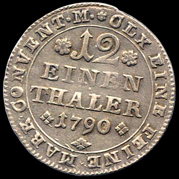 Reverse - Brunswick-Wolfenbuttel - 1/12 Taler - 1790