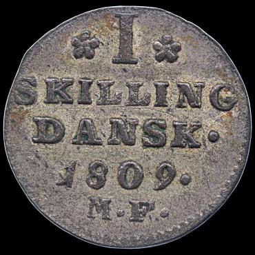 Reverse - Denmark - 1 Skilling - 1809