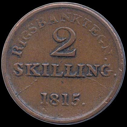 Reverse - Denmark - 2 Skilling - 1815