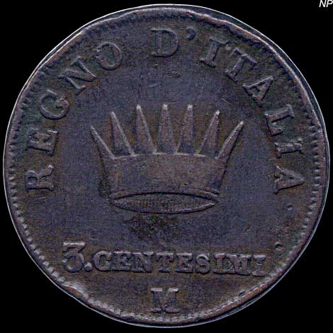 Reverse - Kingdom of Napoleon - 3 Centesimi (1810)