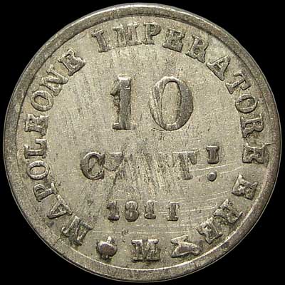 Reverse - Kingdom of Napoleon - 10 Centesimi (1813)