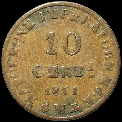 Reverse - Kingdom of Napoleon - 10 Centesimi (1813)