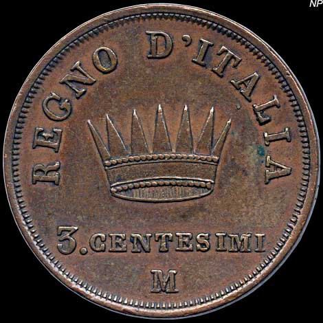 Reverse - Kingdom of Napoleon - 3 Centesimi (1813)