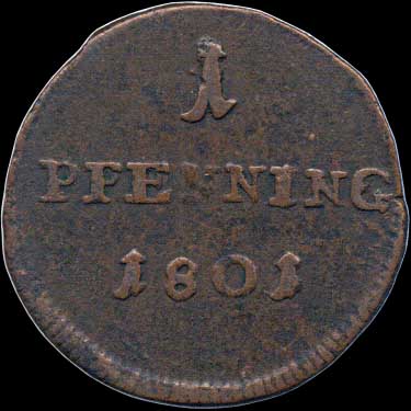 Reverse - Lowenstein - Wertheim - 1801 - 1 Pfenning
