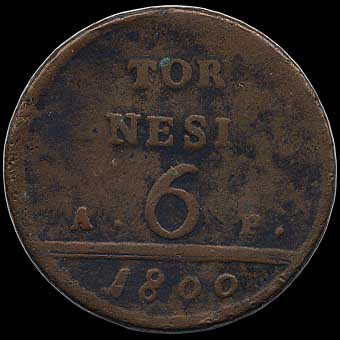 Reverse -  Two Sicilies - 6 Tornesi - 1800