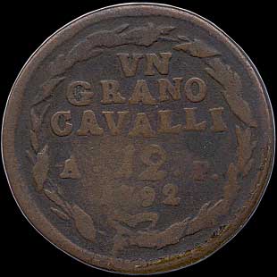 Reverse -  Two Sicilies - 1 Grano - 1792