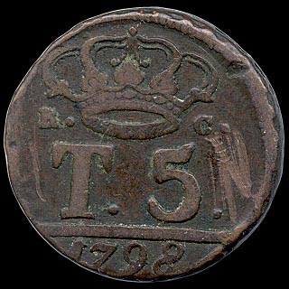 Reverse -  Two Sicilies - 5 Tornesi - 1798