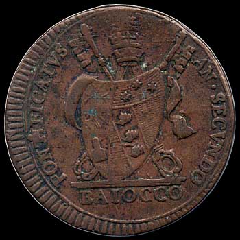 Obverse - Papal States 1 Baiocco - 1802
