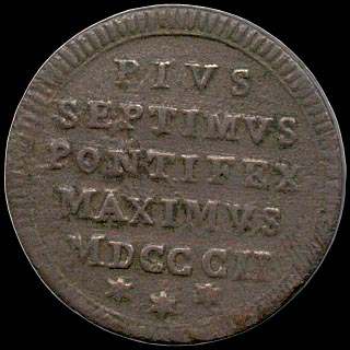 Reverse - Papal States 1/2 Baiocco - 1802