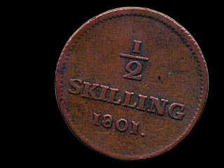 Reverse - Sweden - 1/2 Skilling 1801
