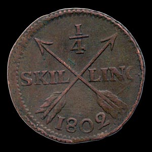 Reverse - Sweden - 1/4 Skilling 1802