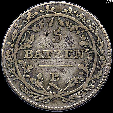 Reverse - Helvetian Republic - 5 Batzen - 1800