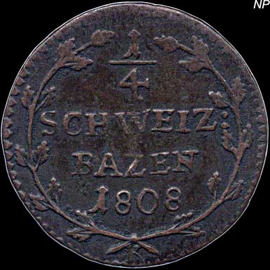 Reverse - Swiss - 1 Kreuzer - 1/4 Batzen - 1808