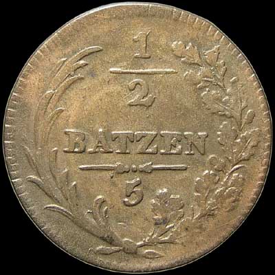 Reverse - Swiss - 1/2 Batzen - 1811