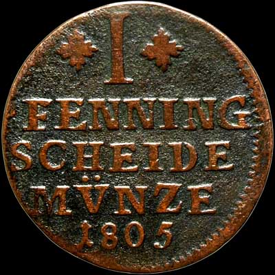 Reverse - Brunswick-Wolfenbuttel - 1 Pfenning - 1805