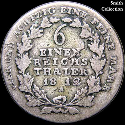 Reverse - Prussia - 1/6 Taler - 1812