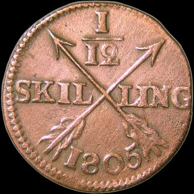 Reverse - Sweden - 1/12 Skilling 1805