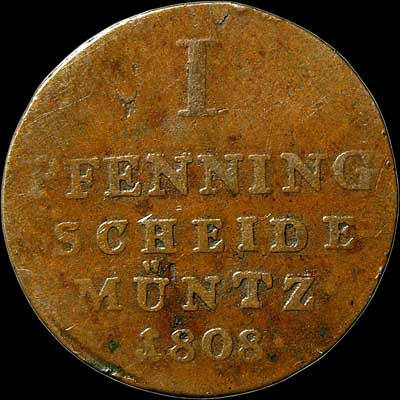 Reverse - Westphalia - 1 Pfenning - 1808